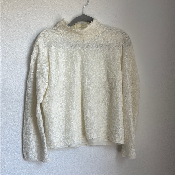 Worthington Tops - Worthington Cream Relaxed Blouse with High Neckline